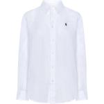 Reduzierte Weiße Langärmelige Ralph Lauren Polo Ralph Lauren Langarm-Poloshirts aus Leinen für Damen Größe M 
