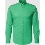 Grüne Unifarbene Langärmelige Ralph Lauren Polo Ralph Lauren Button Down Kragen Herrenlangarmhemden aus Baumwolle Größe XXL 