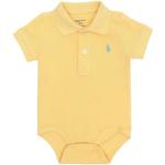 Gelbe Unifarbene Kurzärmelige Ralph Lauren Polo Ralph Lauren Strampler mit Knopf aus Baumwolle trocknergeeignet für Babys 