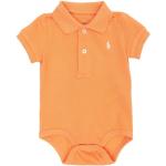 Orange Unifarbene Kurzärmelige Ralph Lauren Polo Ralph Lauren Strampler mit Knopf aus Baumwolle trocknergeeignet für Babys 