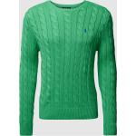 Reduzierte Grüne Unifarbene Ralph Lauren Polo Ralph Lauren Rundhals-Ausschnitt Zopfpullover aus Baumwolle für Herren Größe M 