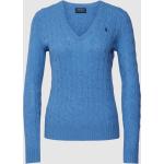 Reduzierte Blaue Ralph Lauren Polo Ralph Lauren V-Ausschnitt Kaschmir-Pullover aus Wolle für Damen Größe XS für den für den Herbst 