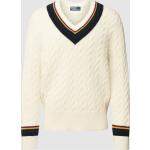 Reduzierte Offwhitefarbene Ralph Lauren Polo Ralph Lauren V-Ausschnitt Kaschmir-Pullover aus Wolle für Herren Größe XL 