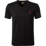 Schwarze Unifarbene Ralph Lauren Polo Ralph Lauren V-Ausschnitt T-Shirts aus Jersey für Herren Größe XXL 
