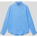 Blaue Ralph Lauren Polo Ralph Lauren Button Down Kragen Kinderoberteile aus Leinen für Jungen Größe 164 