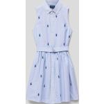 Hellblaue Ralph Lauren Polo Ralph Lauren Kinderblusenkleider & Kinderhemdkleider aus Baumwolle für Mädchen Größe 152 