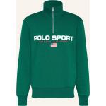 Grüne Ralph Lauren Polo Sport Mini Stehkragen Zip Hoodies & Sweatjacken mit Reißverschluss aus Baumwolle für Herren Übergrößen 