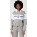 Hellgraue Ralph Lauren Polo Sport Damensweatshirts aus Baumwollmischung Größe S 