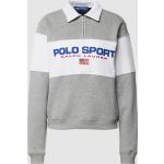 Hellgraue Ralph Lauren Polo Sport Damensweatshirts aus Baumwollmischung Größe XL 