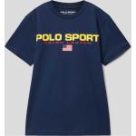 Marineblaue Melierte Kurzärmelige Ralph Lauren Polo Sport Rundhals-Ausschnitt Kinder T-Shirts aus Baumwolle für Jungen 