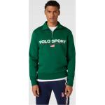Reduzierte Grüne Unifarbene Langärmelige Ralph Lauren Polo Sport Strickpullover aus Baumwollmischung für Herren Größe M 