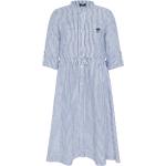 Marineblaue Gestreifte Polo Sylt Nachhaltige Rundhals-Ausschnitt Kinderblusenkleider & Kinderhemdkleider mit Knopf für Mädchen Größe 158 