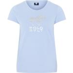 Reduzierte Hellblaue Polo Sylt Rundhals-Ausschnitt T-Shirts mit Strass für Damen Größe XS 