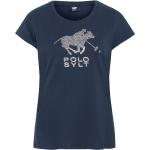 Reduzierte Marineblaue Polo Sylt Rundhals-Ausschnitt T-Shirts mit Strass für Damen Größe XS 