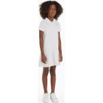 Weiße Bestickte Kurzärmelige Kinderpolokleider mit Volants aus Baumwolle für Mädchen für den für den Sommer 