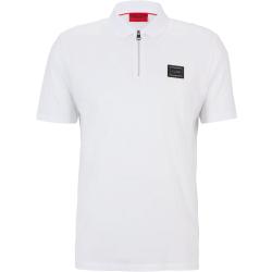Poloshirt aus merzerisierter Baumwolle mit Reißverschluss am Kragen und eingerahmtem Logo