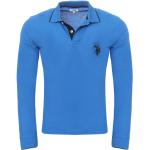 Reduzierte Blaue Langärmelige U.S. Polo Assn. Rundhals-Ausschnitt Langarm-Poloshirts aus Baumwolle maschinenwaschbar für Herren Größe M 