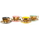 Goldene Pols Potten Runde Teetassen Sets 200 ml aus Porzellan mikrowellengeeignet 4-teilig 