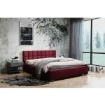 Reduzierte Bordeauxrote Moderne GrainGold Betten mit Bettkasten aus Stoff 200x200 