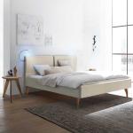 Beige Skandinavische Topdesign Rechteckige Kingsize Betten aus Massivholz 160x200 