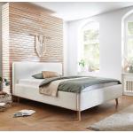 Cremefarbene Moderne Homedreams Rechteckige Polsterbetten mit Bettkasten aus Massivholz mit Stauraum 160x200 