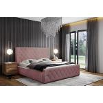 Rosa Moderne Polsterbetten mit Bettkasten aus Stoff mit Stauraum 160x200 