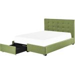 Reduzierte Grüne Moderne Beliani Polsterbetten mit Bettkasten furniert mit Schublade 140x200 