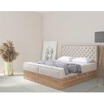 Cremefarbene Moderne Home Affaire Bio Nachhaltige Polsterbetten mit Bettkasten aus Kunststoff 160x200 mit Härtegrad 2 