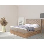 Beige Moderne Home Affaire Bio Nachhaltige Polsterbetten mit Bettkasten aus Kunststoff mit Stauraum 180x200 mit Härtegrad 2 