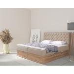 Beige Moderne Home Affaire Bio Nachhaltige Polsterbetten mit Bettkasten aus Kunststoff 180x200 mit Härtegrad 2 