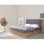 Dunkelgraue Moderne Home Affaire Bio Nachhaltige Polsterbetten mit Bettkasten aus Kunststoff 180x200 mit Härtegrad 2 
