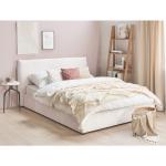 Cremefarbene Moderne Beliani Polsterbetten mit Bettkasten aus Samt mit Stauraum 160x200 