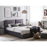 Graue Moderne Beliani Polsterbetten mit Bettkasten aus Samt mit Stauraum 140x200 