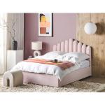Pastellrosa Moderne Beliani Polsterbetten mit Bettkasten aus Samt mit Stauraum 140x200 