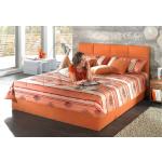 Terracottafarbene Polsterbetten mit Bettkasten aus Kunststoff 120x200 mit Härtegrad 2 