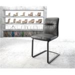 Schwarze Moderne DeLife Vinjo-Flex Freischwinger Stühle aus Leder 