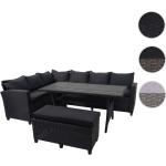 Schwarze Moderne Mendler Lounge Gartenmöbel & Loungemöbel Outdoor aus Polyrattan mit Armlehne Breite 200-250cm, Höhe 50-100cm, Tiefe 150-200cm 