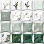 Grüne Blumenmuster Kissenbezüge & Kissenhüllen mit Reißverschluss aus Polyester 40x40 