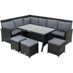 Reduzierte Anthrazitfarbene Estexo Quadratische Dining Lounge Sets aus Polyrattan Breite 150-200cm, Höhe 200-250cm, Tiefe 50-100cm 