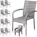 Graue Polyrattan Gartenstühle aus Polyrattan stapelbar Breite 50-100cm, Höhe 50-100cm, Tiefe 50-100cm 8-teilig 
