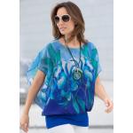 Royalblaue Kurzärmelige bader Tunika-Blusen aus Polyester für Damen Größe XL 