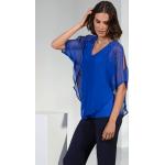 Royalblaue bader Oeko-Tex V-Ausschnitt Tunika-Blusen aus Chiffon für Damen Größe XL für den für den Sommer 