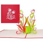 Rote Einladungskarten & Einladungen mit Tulpenmotiv aus Papier zum Muttertag 