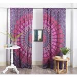 Violette Hippie Raumteiler Vorhänge aus Baumwolle transparent 2-teilig 