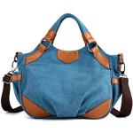 Blaue Damenschultertaschen & Damenshoulderbags mit Reißverschluss mit Innentaschen 
