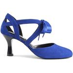 Reduzierte Blaue Elegante PortDance Tanzschuhe aus Veloursleder für Damen Größe 39 