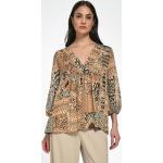 Reduzierte Braune 3/4-ärmelige Basler portray berlin V-Ausschnitt Tunika-Blusen durchsichtig aus Polyester maschinenwaschbar für Damen Größe L für den für den Sommer 
