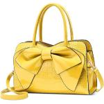 Gelbe Elegante Kleine Handtaschen mit Reißverschluss aus Leder für Damen 