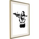 Poster - Banksy: Mona Lisa with Bazooka II | 20x30 cm | Goldener Rahmen mit Passepartout
