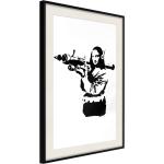 Poster - Banksy: Mona Lisa with Bazooka II | 40x60 cm | Schwarzer Rahmen mit Passepartout